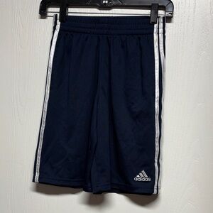Adidas Boy's Dark Blue Athletic Shorts with White Stripes